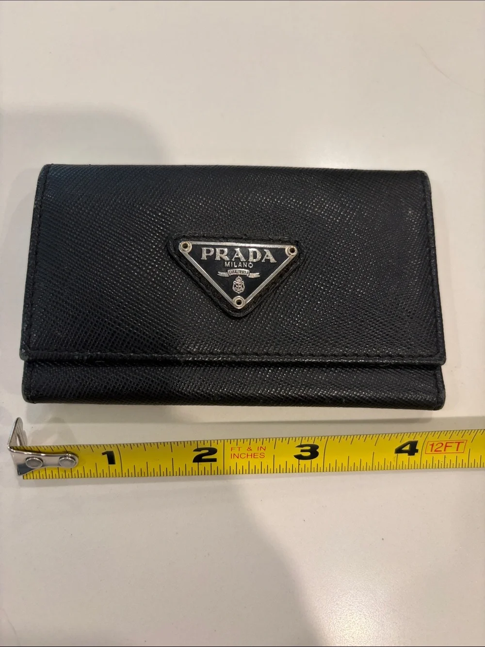 Prada Black Leather key card holder authentic